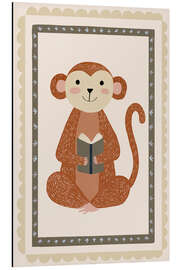 Print på aluminium Monkey and book love - treechild