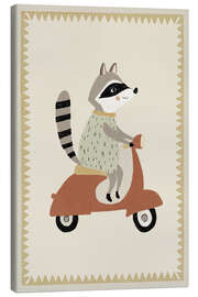 Leinwandbild Waschbär fährt - treechild