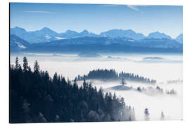 Print på aluminium View over the sea of fog in the wintry Emmental region - Marcel Gross