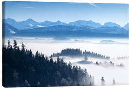 Lærredsbillede View over the sea of fog in the wintry Emmental region - Marcel Gross