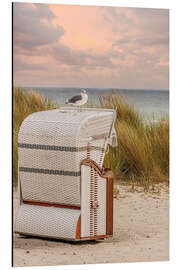 Print på aluminium Baltic Sea beach chair with seagull - Olaf Protze