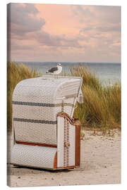 Lærredsbillede Baltic Sea beach chair with seagull - Olaf Protze