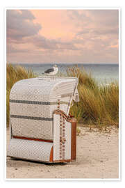 Plakat Baltic Sea beach chair with seagull - Olaf Protze