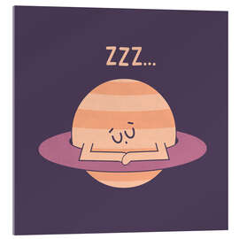 Tableau en verre acrylique Sleepy Saturn - HandsOffMyDinosaur