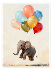 Poster Elefant auf Wolke Sieben - Softlight Boutique