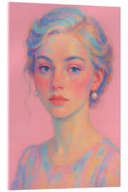 Tableau en verre acrylique Pastellportrait in Rosa - Sabine Wagner