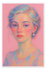 Poster Pastellporträt in Rosa - Sabine Wagner