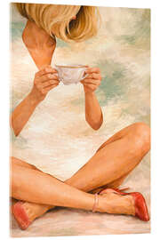 Acrylglasbild Relaxing Tea - Female Gaze