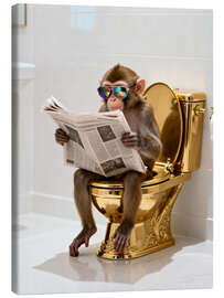Leinwandbild Affe auf der goldenen Toilette - Softlight Boutique
