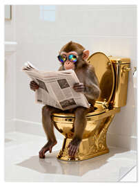 Sticker mural Monkey on the golden toilet - Softlight Boutique