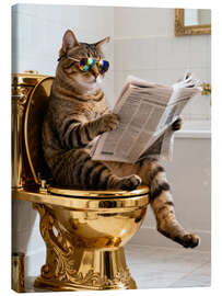 Leinwandbild Katze auf der goldenen Toilette - Softlight Boutique