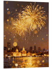 Acrylglasbild Goldenes Feuerwerk - Softlight Boutique