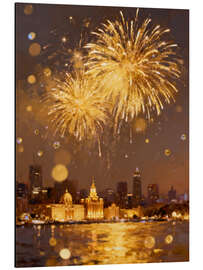 Print på aluminium Golden Fireworks - Softlight Boutique