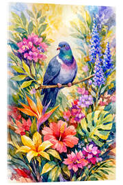 Tableau en verre acrylique Dove in a tropical garden - Natalie Bruns