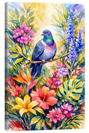 Leinwandbild Taube in einem tropischen Garten - Natalie Bruns