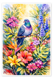 Plakat Dove in a tropical garden - Natalie Bruns