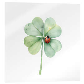 Tableau en verre acrylique Clover With Ladybug - Ohkimiko