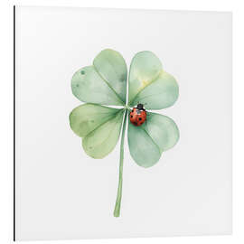 Aluminium print Clover With Ladybug - Ohkimiko