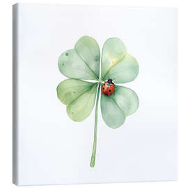 Leinwandbild KLeeblatt mit Marienkäfer - Ohkimiko