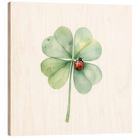 Quadro de madeira Clover With Ladybug - Ohkimiko