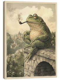 Leinwandbild Frosch raucht Pfeife - Olga Telnova