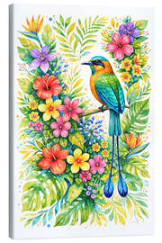 Leinwandbild Ein leuchtender Motmot, umgeben von tropischen Pflanzen - Natalie Bruns