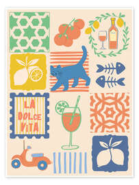 Poster Italian Summer Tile Collage - Emanuela Carratoni