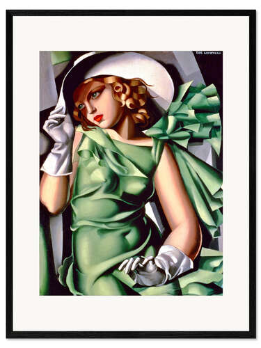 Framed art print Young lady with gloves