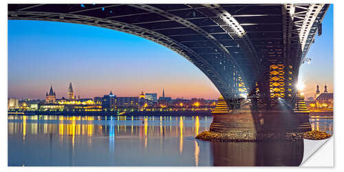 Wandsticker Mainz Skyline mit Theodor Heuss Brücke